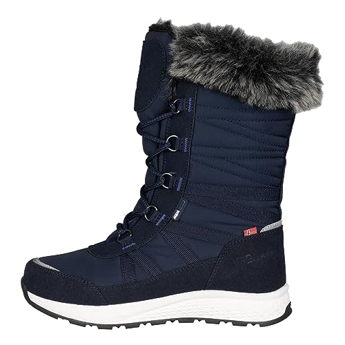 Trollkids waterproof girls' winter boots with individually adjustable lacing and warm fleece lining HEMSEDAL, navy, on sale