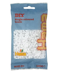 Thumbnail for Hama Beads 207-01 Iron-on Beads Bag with approx. 1,000 Midi Craft Beads with a diameter of 5 mm in white, creative crafting fun for all ages on sale