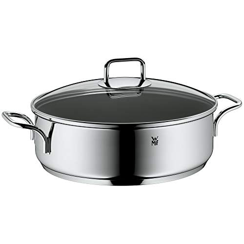 WMF Schmorpfanne 28 cm hoher Rand, Bräter Induktion, Schmortopf mit Deckel 5,0l, Pfanne Induktion, Cromargan Edelstahl beschichtet, backofengeeignet, antihaftbeschichtet, hoher Rand im Sale