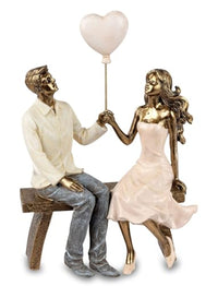 Thumbnail for formano figure lovers couple on bench with heart 24 cm hand-painted colorful sculpture