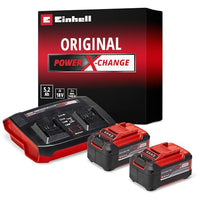 Thumbnail for Original Einhell Starter Kit Akku und Ladegerät Power X-Change (Lithium Ionen, 18 V, 2x5,2 Ah Akku und Twincharger, passend für alle Power X-Change Geräte) im Sale