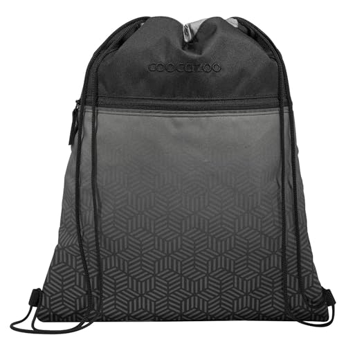 Coocazoo gym bag, Black Carbon, black, with zipped compartment and drawstring, reflective elements, loops for attaching to a school backpack, from 3rd grade, approx. 10 liters on sale