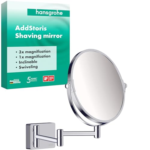 hansgrohe, Wandmontage, Kosmetikspiegel AddStoris, Rasierspiegel schwenkbar, Makeup Spiegel, Chrom im Sale
