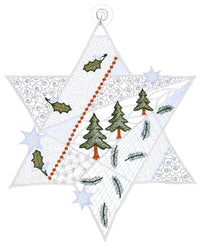 Thumbnail for Plauener Spitze Fensterbild Weihnachten Stern Blau Silber 26 cm Weihnachtsdekoration Fensterdekoration Fensterschmuck Farbig mit Saugnapf im Sale
