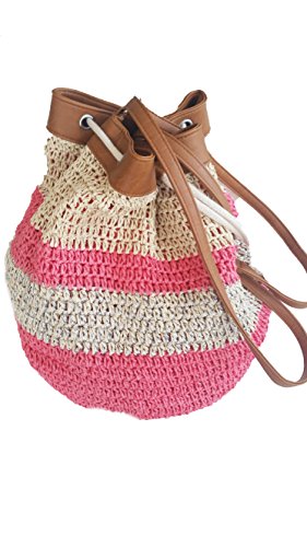 TCM Tchibo Damen Beuteltasche Schultertasche Crossbag Handtasche Bast-Optik im Sale