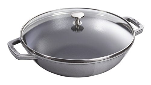 STAUB Wok aus Gusseisen, Innen emailliert, 30 cm, inkl. Glasdeckel, für alle Herdarten inkl. Induktion, Graphitgrau im Sale