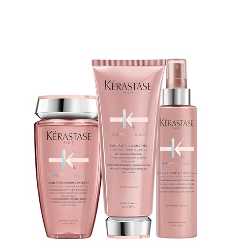 Kérastase, Chroma Absolu, Pflegeroutine mit Shampoo, Conditioner und Hitzeschutz, Für strapaziertes und coloriertes Haar im Sale