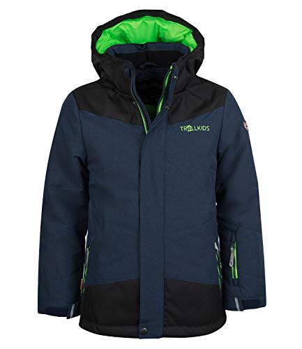 Trollkids Kinder Norefjell Wasserabweisende Winddichte Ski Jacke Winterjacke, Marineblau/Hellgrün, im Sale