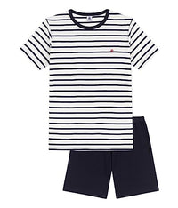 Thumbnail for Petit Bateau Jungen Pyjacourt, Weiss Marshmallow / Blau Smoking, 14 Jahre im Sale