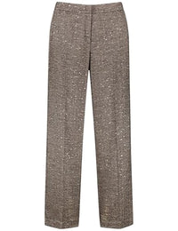 Thumbnail for Samoon Damen Weite Hose mit Fischgratmuster und Pailletten Carlotta unifarben reguläre Länge Pinecore Brown Mel. 50 im Sale