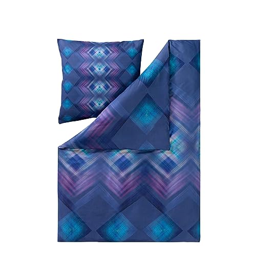Estella Mako Satin Bettwäsche Nila Saphir (1 x 80x80 + 1 x 135x200 cm) im Sale