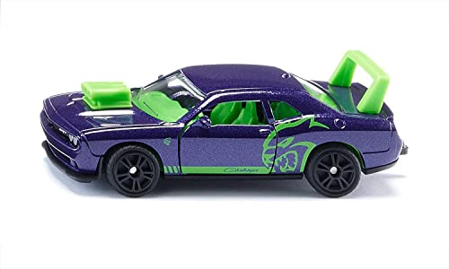 siku 1572, Dodge Challenger SRT Hellcat Custom, Spielzeug-Auto, Metall/Kunststoff, Pflaumenblau, Türen zum Öffnen, Aufwändige Lackierung, Detailgetreues Design, Anhängerkupplung im Sale