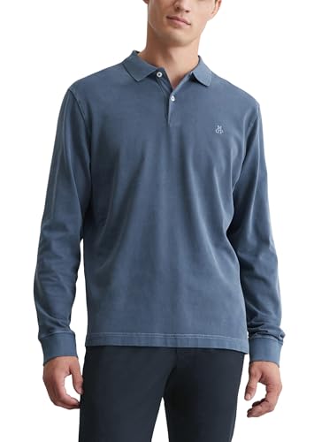 Marc OߴPolo Herren Langarm-Poloshirt aus Bio-Baumwolle Regular Fit, Blau (Moon Stone), im Sale