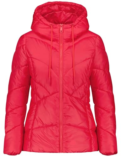 Taifun Damen Taillierte Steppjacke mit Kapuze Langarm unifarben Cherry Red 46 im Sale