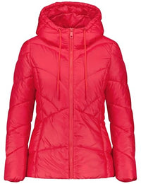 Thumbnail for Taifun Damen Taillierte Steppjacke mit Kapuze Langarm unifarben Cherry Red 46 im Sale