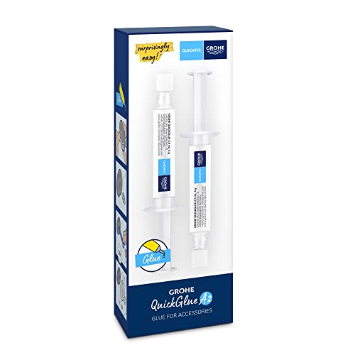 GROHE QUICKFIX - Kleber- Set für BadAccessoires (geeignet für Marmor, Fliesen, Glas, Kunststoff, Holz, Metall etc., Aushärtungszeit 24 Stunden), 41128000 im Sale