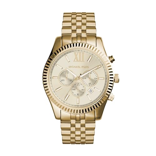 Michael Kors Lexington Chronograph Quarzuhr mit Gold Ton Edelstahlarmband für Herren MK8281 im Sale
