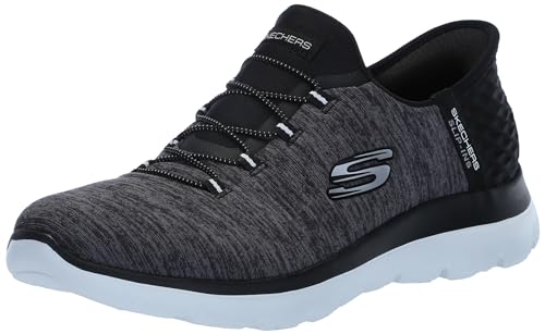 Skechers Women's Hands Free Slip Ins Summits Dazzling Haze Sneaker, Black White, 40 on Sale