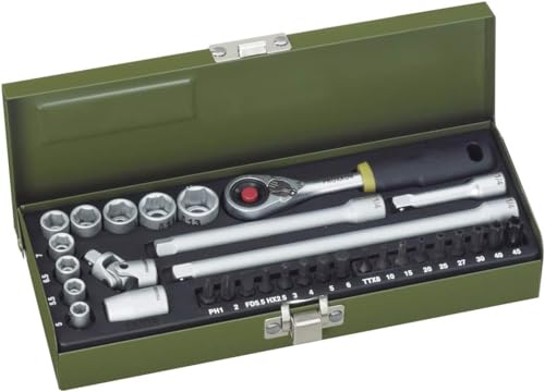 Proxxon 23078 Feinmechaniker-Satz mit MICRO-Kompaktratsche 6,3mm (1/4) und starkem Magneteinsatz 32 teiliges Werkzeug-Set mit Stahlkasten im Sale