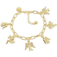 Thumbnail for Nobel Bettelarmband Gold Armband Schutzengel mit Charms Kristalle SCHMUCK im Sale