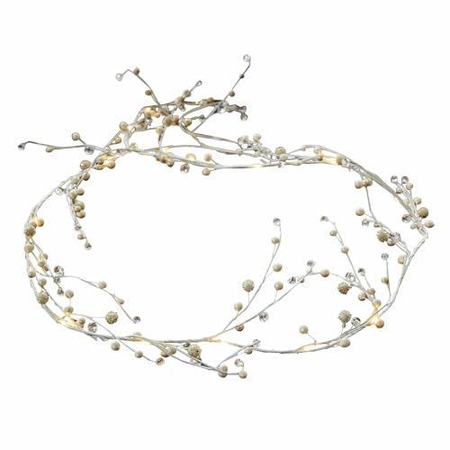 Loberon Lichterkette Hailee, von Hand gefertigt, mit Perlen verziert, Mini-LEDs, Weihnachtsbeleuchtung, Weihnachtsdekoration, Weihnachten, PVC, Eisen, Kupfer, klar im Sale