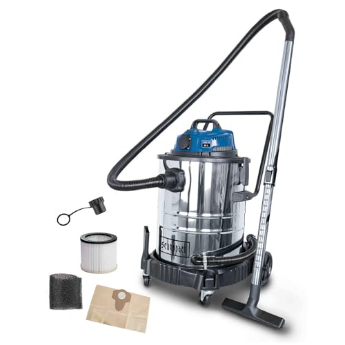 Scheppach ASP50ES Wet and Dry Vacuum Cleaner 50L | Industrial vacuum cleaner with HEPA filter, power outlet &amp; automatic switch-on | 3-in-1 wet &amp; dry vacuuming - blowing out | 1400W | 3m hose | Including accessories on sale