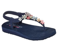 Thumbnail for Skechers Women's Meditation Glass Daisy Slingback Sandals, Navy Mitobuck Rhinestone Trim, 41 EU on Sale