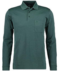 Thumbnail for RAGMAN Herren Softknit-Polo mit Brusttasche, Langarm , Moosgrün-318 im Sale