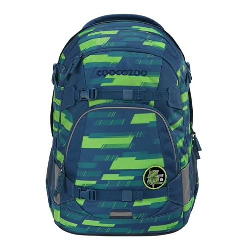 coocazoo Schulrucksack Mate „Lime Stripe”, blau-grün, ergonomischer & anpassbarer Tornister, höhen- & größenverstellbar, mit Brustgurt & Hüftgurt, ab der 3. Klasse im Sale