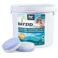 Thumbnail for Bayzid Chlor Multitabs 6 in 1-200g Chlortabletten im 5kg Eimer - 2 Phasen Wirkung zur Schockchlorung & Langzeitpflege - Desinfektion, Algenverhütung, Trübungsentfernung, Kalkvermeidung, pH-Wert im Sale
