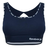 Thumbnail for Reebok Damen Crop Top in Navy | Bequemer Baumwoll-BH für Low-Impact-Fitnessunterwäsche mit abnehmbaren Pads und Mikrofaser-Bund im Sale
