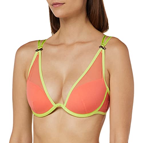 KARL LAGERFELD Damen Transparenter Demi Cup BH mit Riemen Helle Koralle im Sale