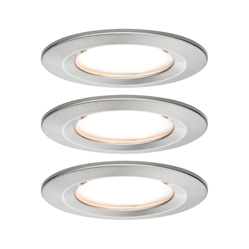 Paulmann 93873 Nova Plus LED Einbauleuchte inkl. Coin Basisset starr IP44 rund 78mm 3x6W 230V dimmbar 2700K Eisen gebürstet Spot Einbaustrahler im Sale