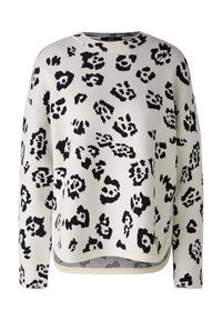 Thumbnail for Oui Damen Pullover Viskosemischung lässig geschnitten Animalprint Freizeit Rundhals Blende Viskosemischung im Sale