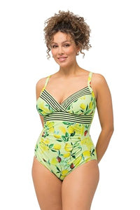 Thumbnail for Ulla Popken Damen, Vicky, Zitronenbeeren 826549 Badeanzug, Grün, 48 im Sale