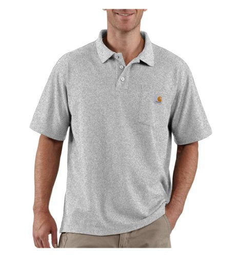 Carhartt, Herren, Weites, mittelschweres, kurzärmliges Polohemd mit Tasche, Grau meliert, im Sale
