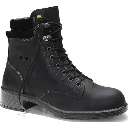 ELTEN Sicherheitsschuhe NIKOLA black Mid ESD S2, Damen, Leder, Stahlkappe, leicht, elegant, Schwarz, im Sale