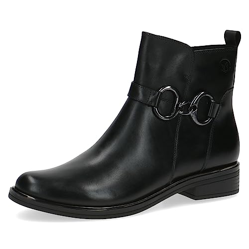 CAPRICE women's ankle boots without heel made of flat leather, width G, black (Black Nappa), EU on sale