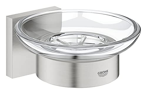 GROHE Start Cube - Seifenschale mit Halter (verdeckte Befestigung, Material: Glas/ Metall), supersteel, 41096DC0 im Sale
