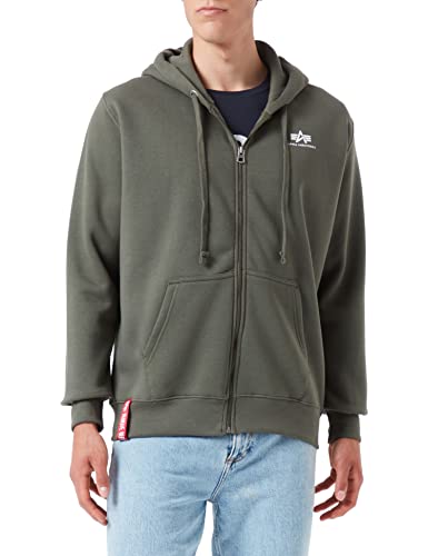 Alpha Industries Herren Basic Zip SL Hoodie Kapuzenpullover, White, im Sale