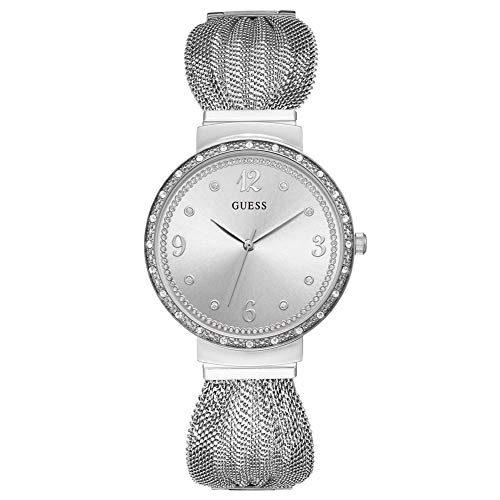 Guess Damen Analog Uhr Chiffon mit Edelstahl Armband im Sale