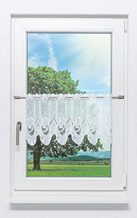 Thumbnail for Plauener Spitze Scheibengardine Röschen (Bx H) 243cm * 35cm weiß/Weiß im Sale