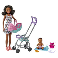 Thumbnail for Barbie Skipper Babysitter Inc, Skipper mit schwarzen Haaren, Baby mit braunen Haaren, Kinderwagen, Babytrage, Zubehör, inkl. 2 Puppen, Geschenk für Kinder, Spielzeug ab 3 Jahre,HHB68 im Sale