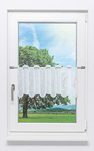 Plauener Spitze Scheibengardine Blumenkelche (Bx H) 131,2cm * 30cm Beige/beige im Sale