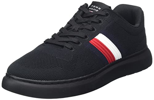Tommy Hilfiger Herren Cupsole Sneaker Lightweight Knit Stripes Schuhe, Schwarz (Black), 40 im Sale