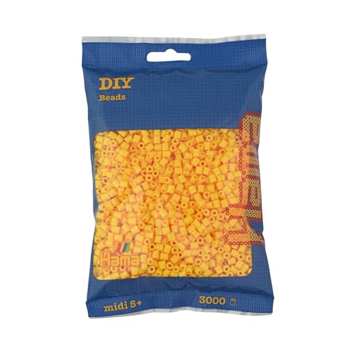 Hama Beads 201-03 Iron-on Beads Bag with approx. 3,000 colorful midi craft beads with a diameter of 5 mm in yellow, creative crafting fun for children from 5 years, small on sale
