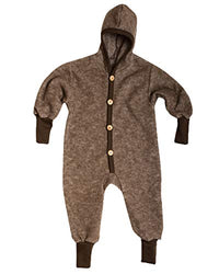 Thumbnail for Cosilana Baby Kinder Fleece Overall mit Bündchen am Armen und Füßen, 60% Wolle (kbT), 40% Baumwolle (KBA) (74/80, Braun Melange) im Sale