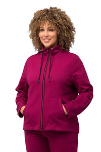 Thumbnail for Ulla Popken Damen Sweatjacke, Stehkragen, Kängurutaschen Sweatshirt, schwarz, 48-50 im Sale