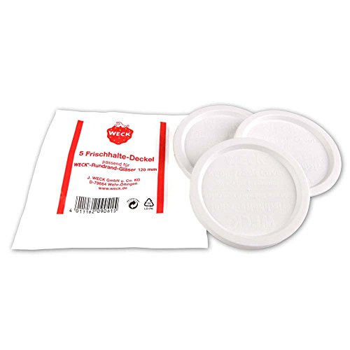 5 x Weck Frischhalte-Abdeckungen, Durchmesser = 120 mm im Sale