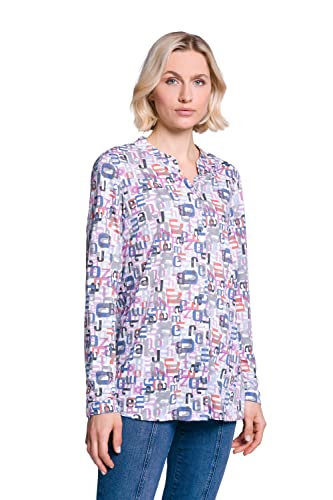 GINA LAURA Damen Bluse, Schriftdruck, Stehkragen, Langarm fuchsiapink 44+ 805549800-44+ im Sale